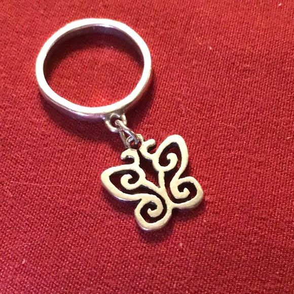 RETIRED JAMES AVERY BUTTER🦋DANGLE CHARM RING IN 925 STERLING SILVER - Picture 1 of 7